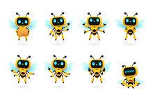 Et Of Cute Bee Robot Ai Character In Many Pose