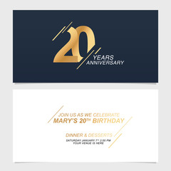 20 years anniversary invitation card vector illustration. Template design