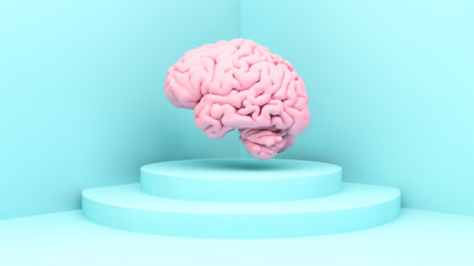 Wall Mural - human pink brain on podium