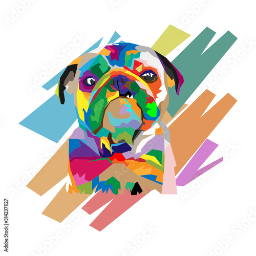 Cuadros en Lienzo Abstract Geometric Colorful Dog illustration Design, Low Poly, Pop Art Dog - Wpa