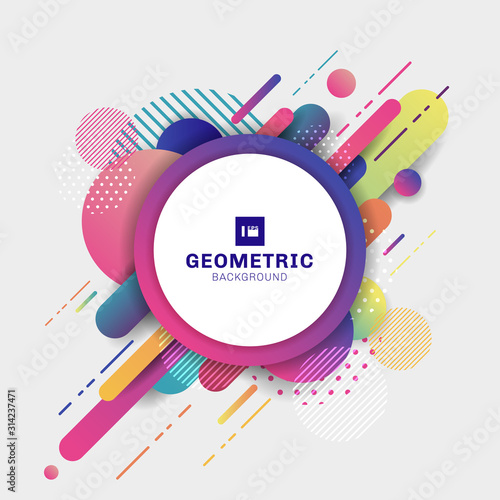 Fotografía Abstract colorful geometric pattern composition rounded line shapes diagonal tra