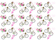 Vector Pattern With Flowers And Bicycle