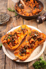 Canvas Print - baked butternut with beef and vegetable