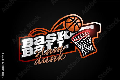 Obrazy koszykówka  nowoczesna-profesjonalna-typografia-koszykowka-sport-styl-retro-wektor-emblemat-i-logo-szablonu-template
