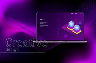 Modern flat design isometric concept of Web Development for banner and website. Isometric landing page template.