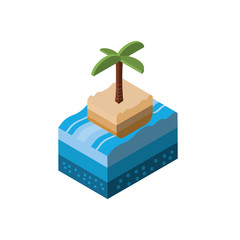 Sticker - Isolated isometric palm tree and sea vector design