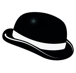 A black bowler hat on a white background