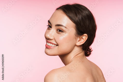 Cuadros en Lienzo Beauty portrait of a beautiful young topless brunette woman