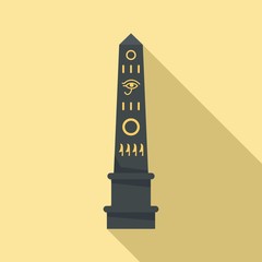 Poster - Egypt black stone pillar icon. Flat illustration of Egypt black stone pillar vector icon for web design