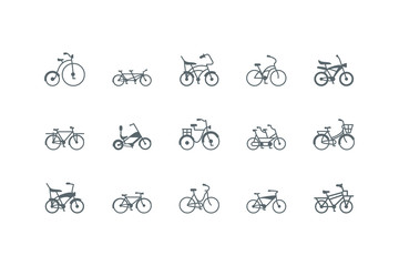 Canvas Print - Isolated silhouettes bikes icon set vector design