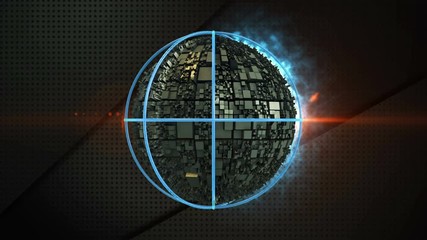 Wall Mural - rotating core of matter with light particles generates energy in seamless loop video 3d animation