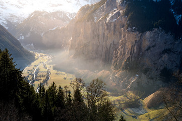  fairytale-like light on a winter morning over Lauterbrunnen Valley