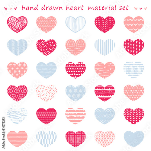 手描きのハート素材セット