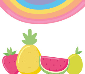 Wall Mural - rainbow and fruits vector design