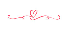 Heart Love Sign Logo. Design Flourish Element Valentine Card For Divider. Vector Illustration. Infinity Romantic Symbol Wedding. Template For T Shirt, Card, Poster