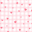 Valentine's day seamless pattern with stripes and hearts, abstract vector background.
