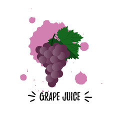 Colorful design for grape juice label. Vector illustration