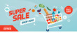 Grocery shopping promotional sale banner