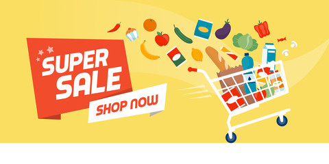 Grocery shopping promotional sale banner