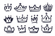 © JJ Chamon - Crown Hand drawn logo graffiti icon collection. elegant queen or king crowns.