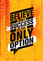 Wall Mural - Believe that success is the only option. Inspiring typography motivation quote banner on textured background.