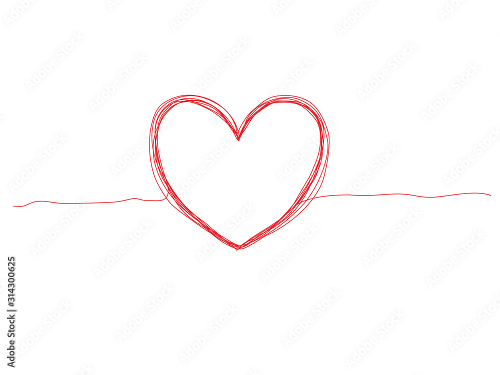 vector illustration of hand drawn heart on white background Stock ...