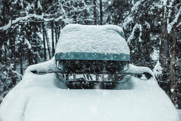 Poster - winter car of snow and free space for your decoration