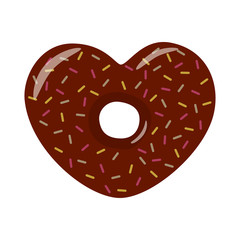 Wall Mural - Valentines day heart shaped donut on white background