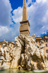 Sticker - Fontana dei Quattro Fiumi at Piazza Navona in Rome, Italy