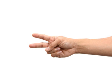 Empty hand holding isolated on the white background.