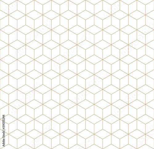 Fotografía Seamless geometric pattern in golden and white.Fine lines.