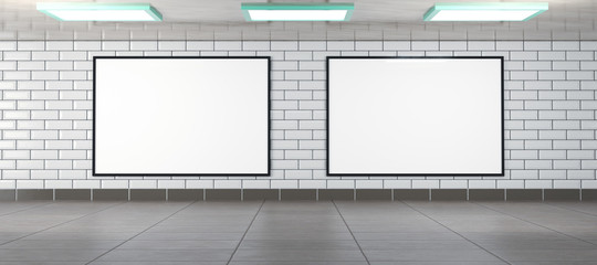 two horizontal billboard frames as mockup, rendered in 3d