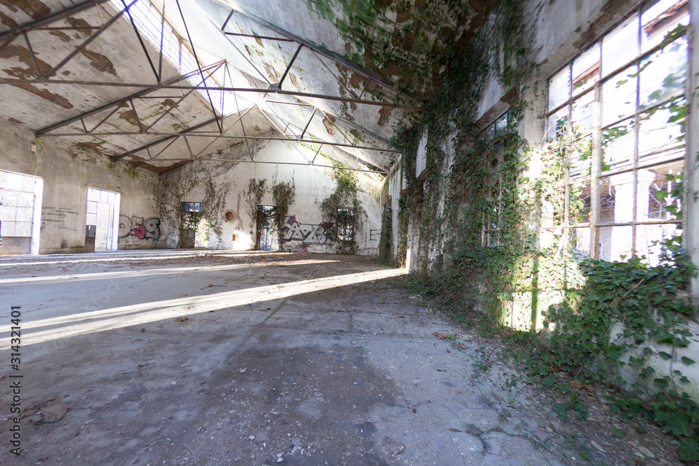 industrial archeology abandoned factories in abandonment modena italy - obrazy, fototapety, plakaty 