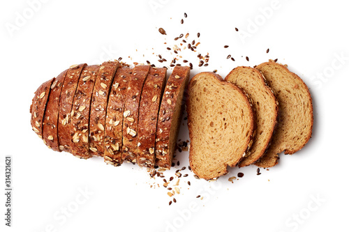 Fotografía A loaf of sliced bread with oats and flax seeds