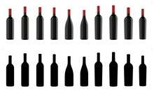 Types Of Wine Bottles Isolated For PackShot Mockups Realization, Including The Alpha Channel Mask. 3d Rendering.