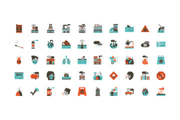 Sticker - Isolated industrial and pollution icon set vector design