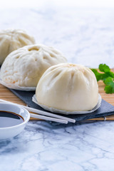 Canvas Print - Chinese steamed buns with meat and vegetables