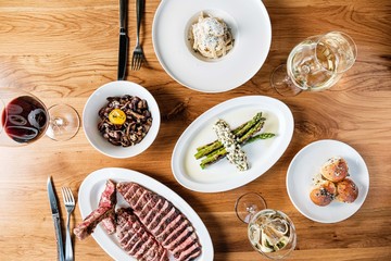 Wall Mural - Food on a table in restaurant