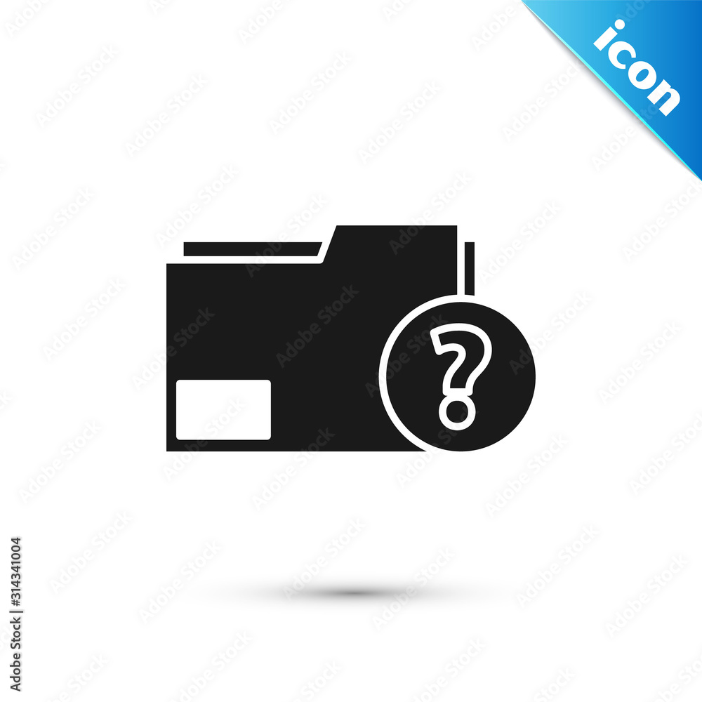 Black Unknown document folder icon isolated on white background. File ...