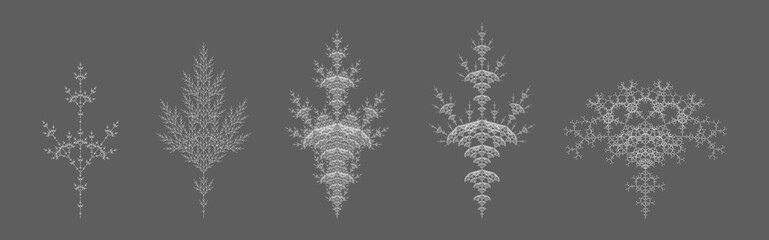 Wall Mural - set of vector dendritic self-contacting design - plant like l-system mathematical model