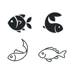 Poster - Fish icon template color editable. Fish symbol vector sign isolated on white background illustration for graphic and web design.