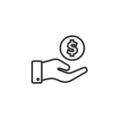 Aufkleber - Earn money icon. Pictograph of money on hand icon template color editable. Pictograph of money on hand symbol vector sign isolated on white background illustration for graphic and web design.