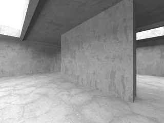 Dark concrete empty room. Modern architecture design