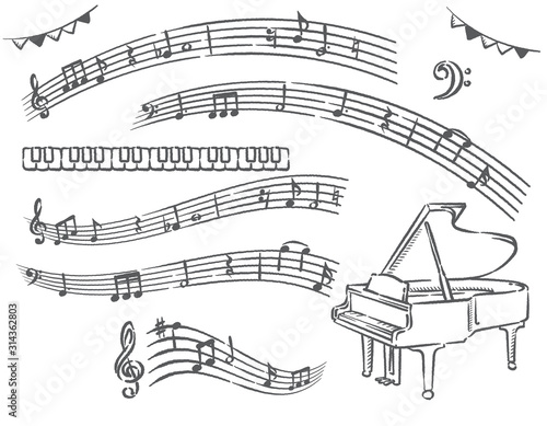 ピアノ 音符の素材イラスト 手書き風 Vector De Stock Adobe Stock