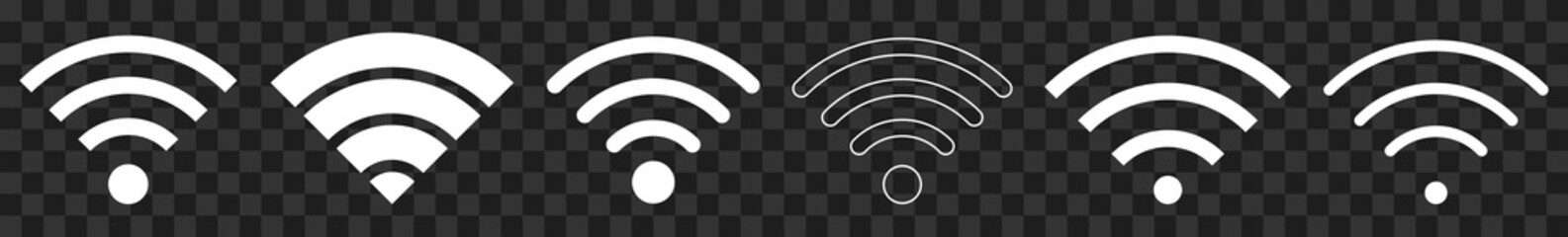 Wall Mural - wireless white | internet connection | signal icon | transparent variations