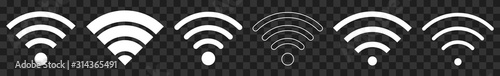 Fotomural Wireless White | Internet Connection | Signal Icon | Transparent Variations