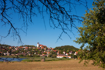 Wall Mural - Unusual photo of the tourist destination Tihany abbey and village at lake Balaton, Hungary