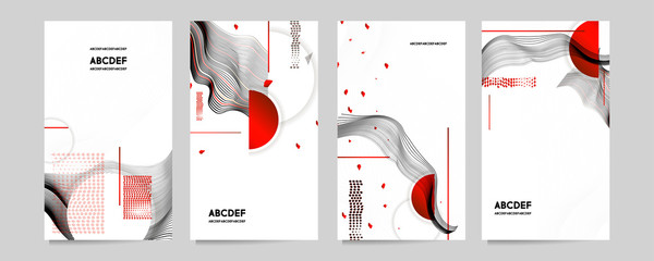 Poster design Japanese style templates set invitations to lines abstract background for book cover texture brochure