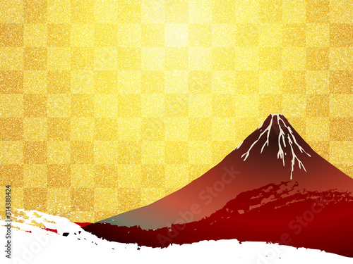 赤富士と筆跡のイラスト 金屏風イメージ背景テクスチャ Adobe Stock でこのストックイラストを購入して 類似のイラストをさらに検索 Adobe Stock