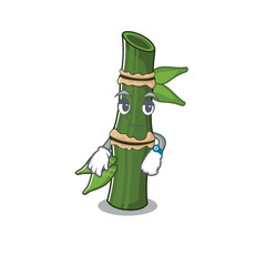 Poster - cartoon character design of bamboo on a waiting gesture